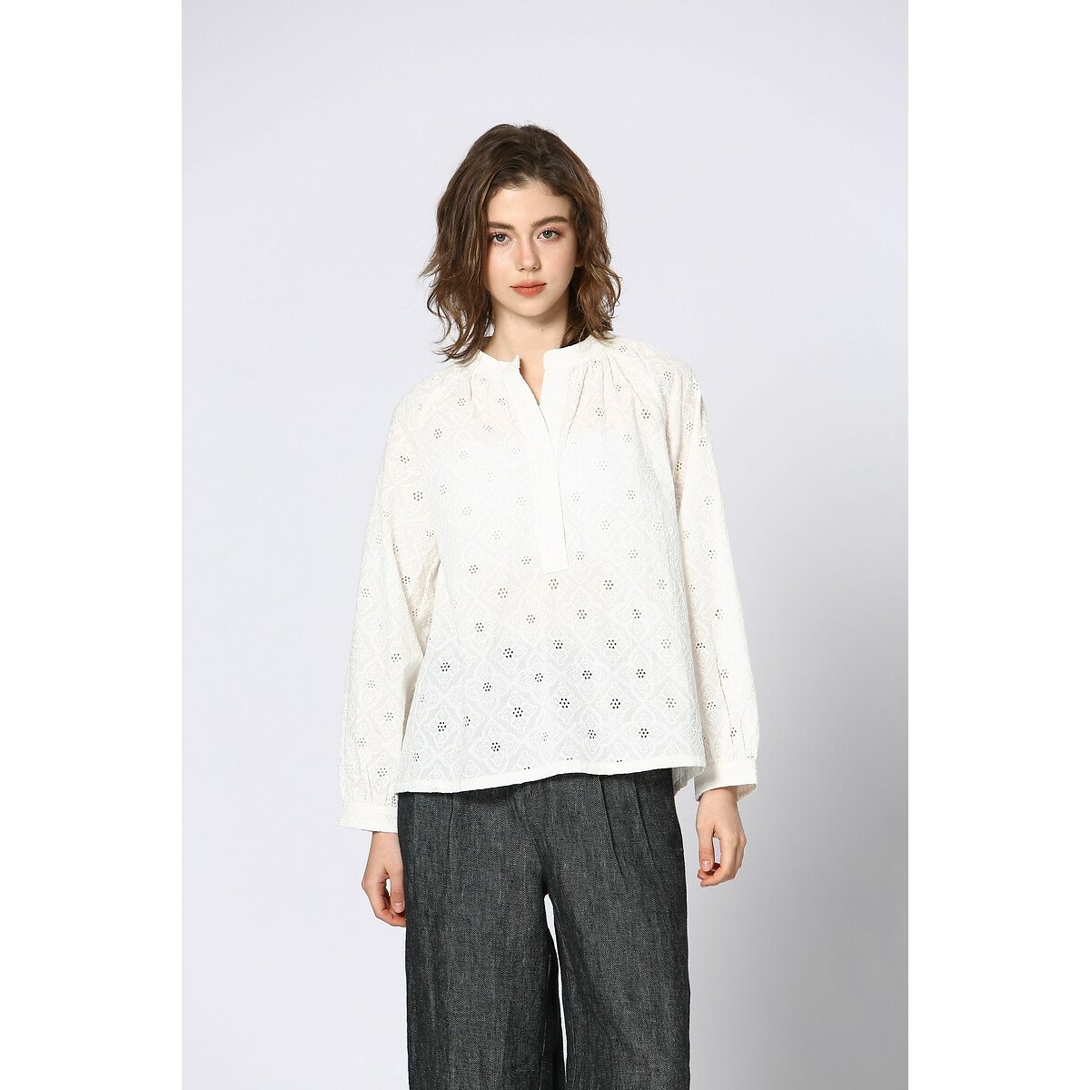 Embroidered Blouse white, SEE U SOON