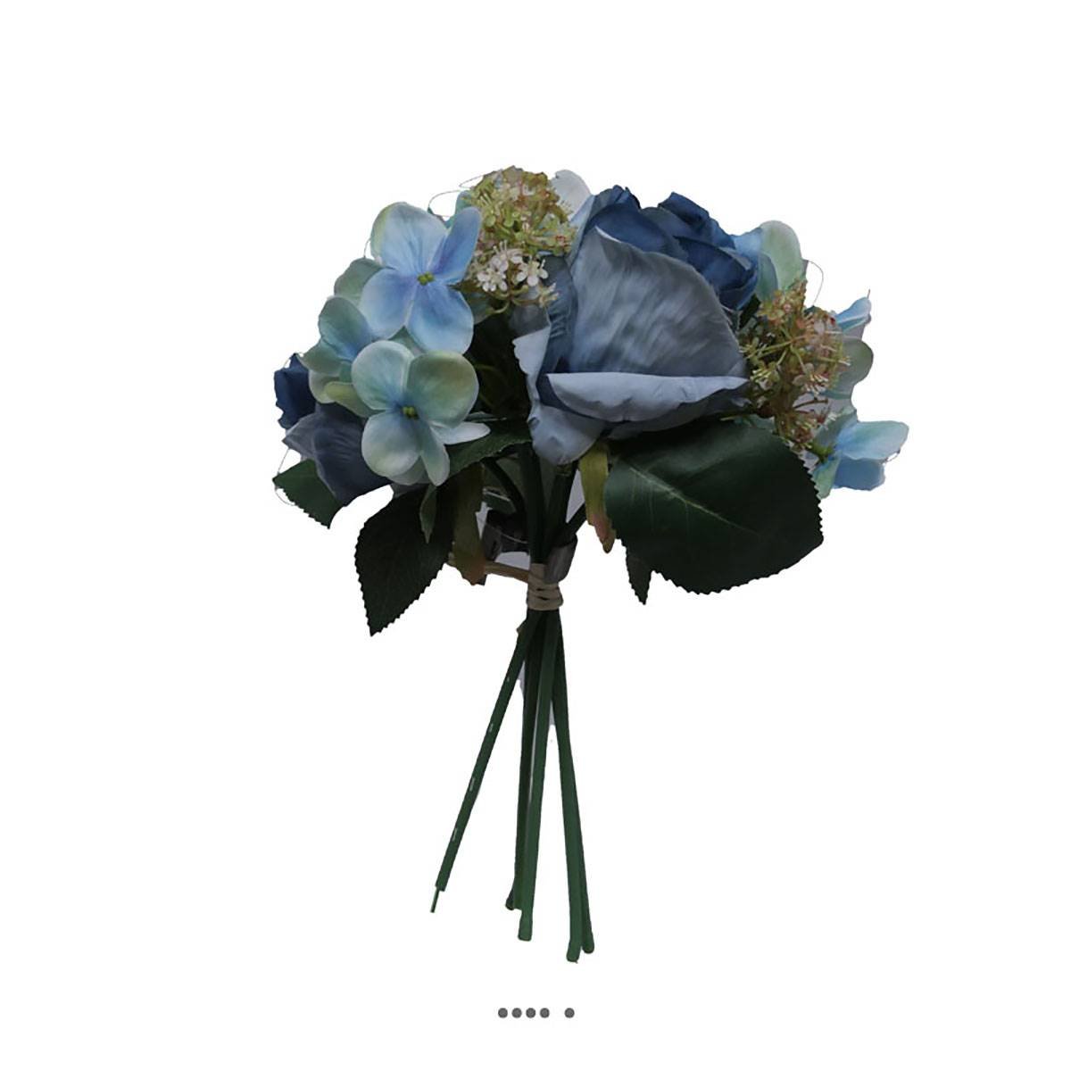 Bouquet de fausses roses et hortensias H 30 bleu royal 250, ARTIFICIELLES