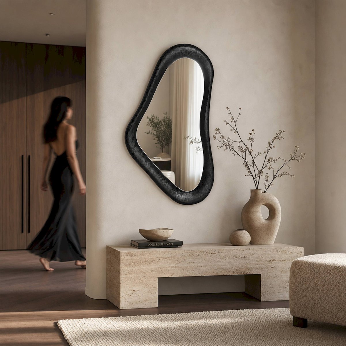 Miroir organique bois collection VACIO noir, RECOLLECTION