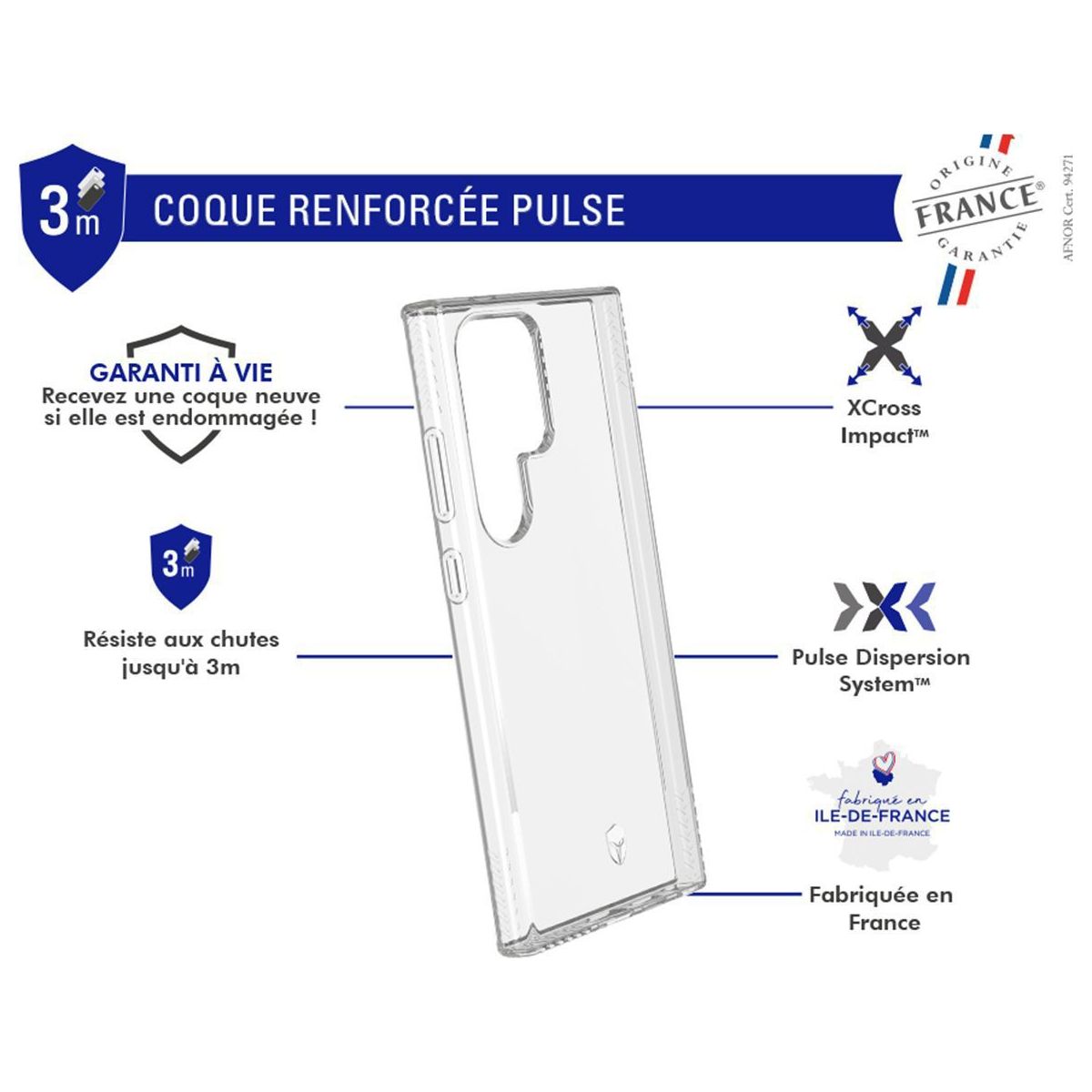 Coque Samsung Galaxy S24 Ultra transparente couleur unique, FORCE CASE