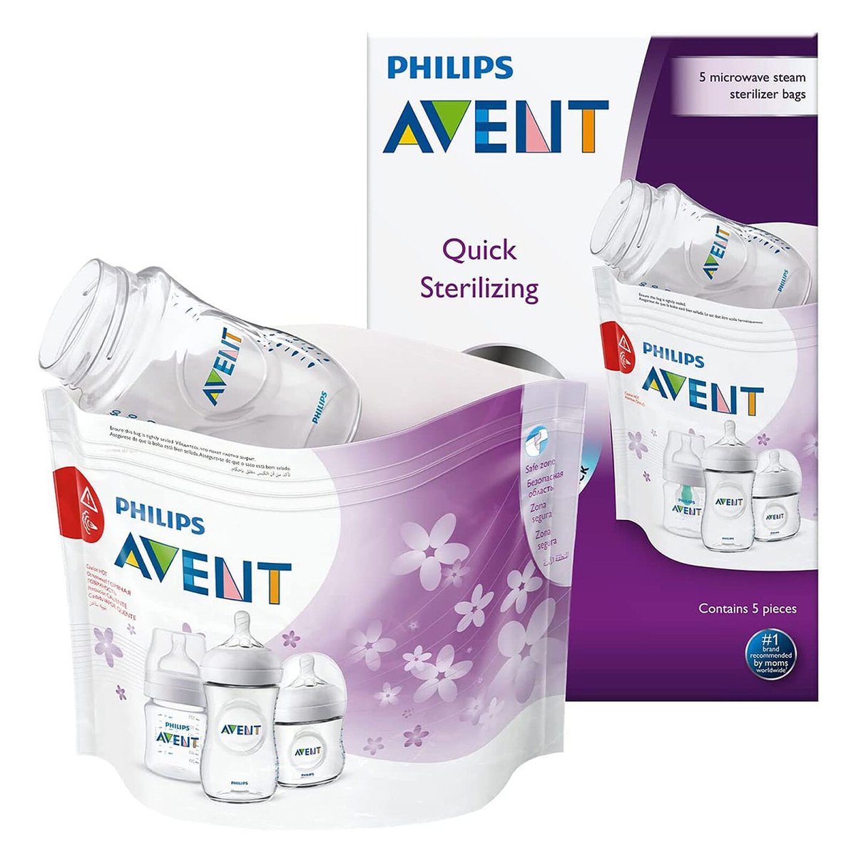 Lot de 5 sachets de stérilisation blanc, PHILIPS AVENT