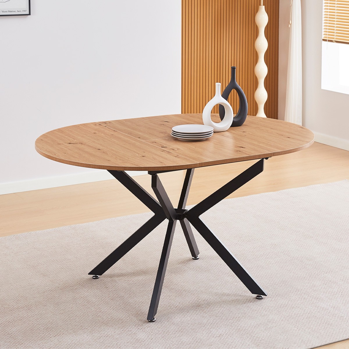 Table à manger extensible effet bois 4/6 personnes - MARIUS bois, HOMIFAB