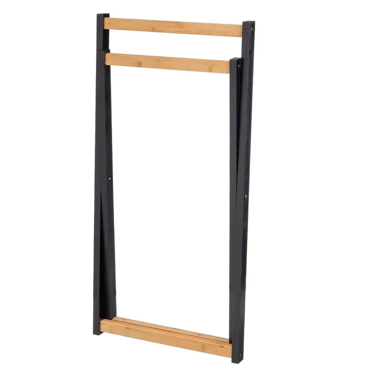 Porte serviette sur pied pliable noir et bambou 44x40x82cm noir, WADIGA