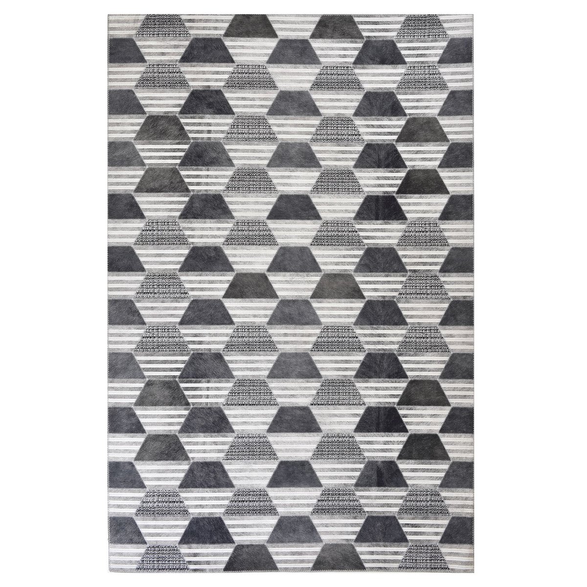 Tapis imprimé Serena, aspect cuir, plat gris multicolore, GINO FALCONE