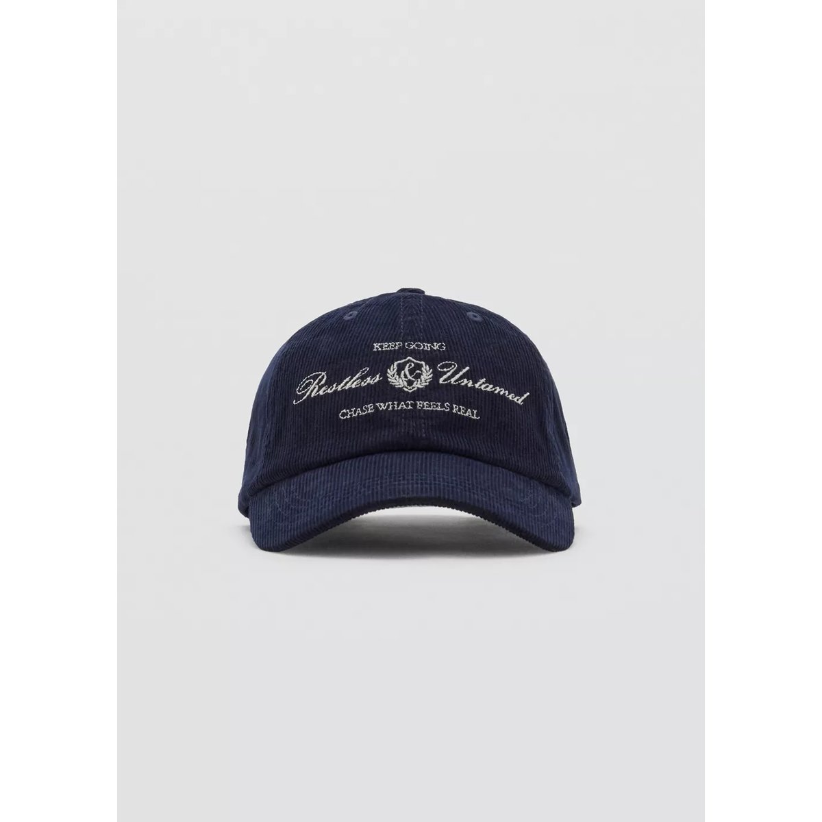 Casquette velours côtelé brodée bleu marine, MANGO TEEN