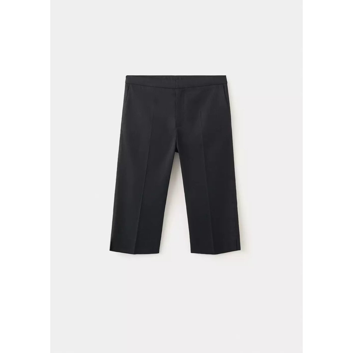 Pantalon capri en lin noir, MANGO