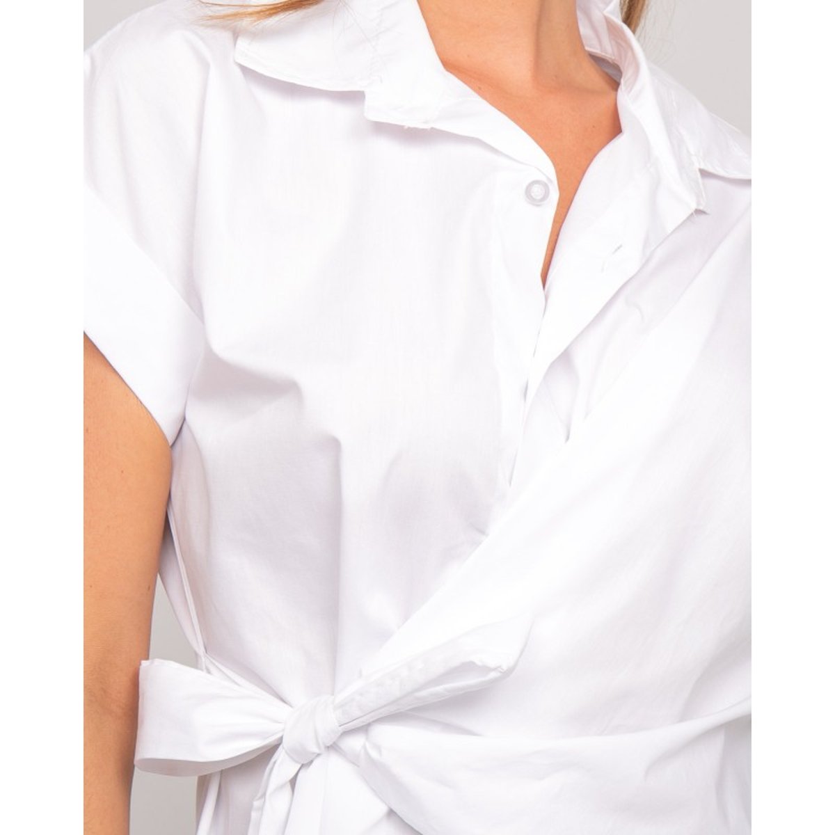 Chemise Manches Courtes Nouée Coté Omerva blanc, DONA LISA