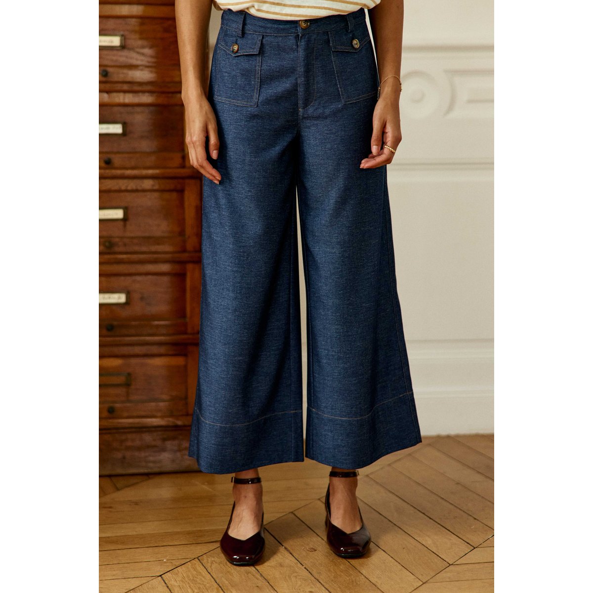 Pantalon large uni ATLANTO 25-marine, LA PETITE ETOILE