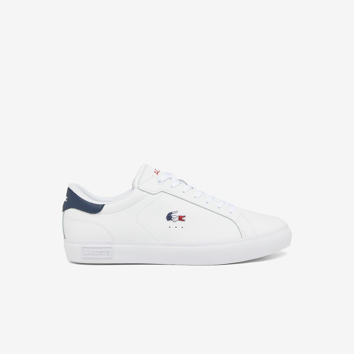 Baskets basses Powercourt blanc/bleu/rouge, LACOSTE