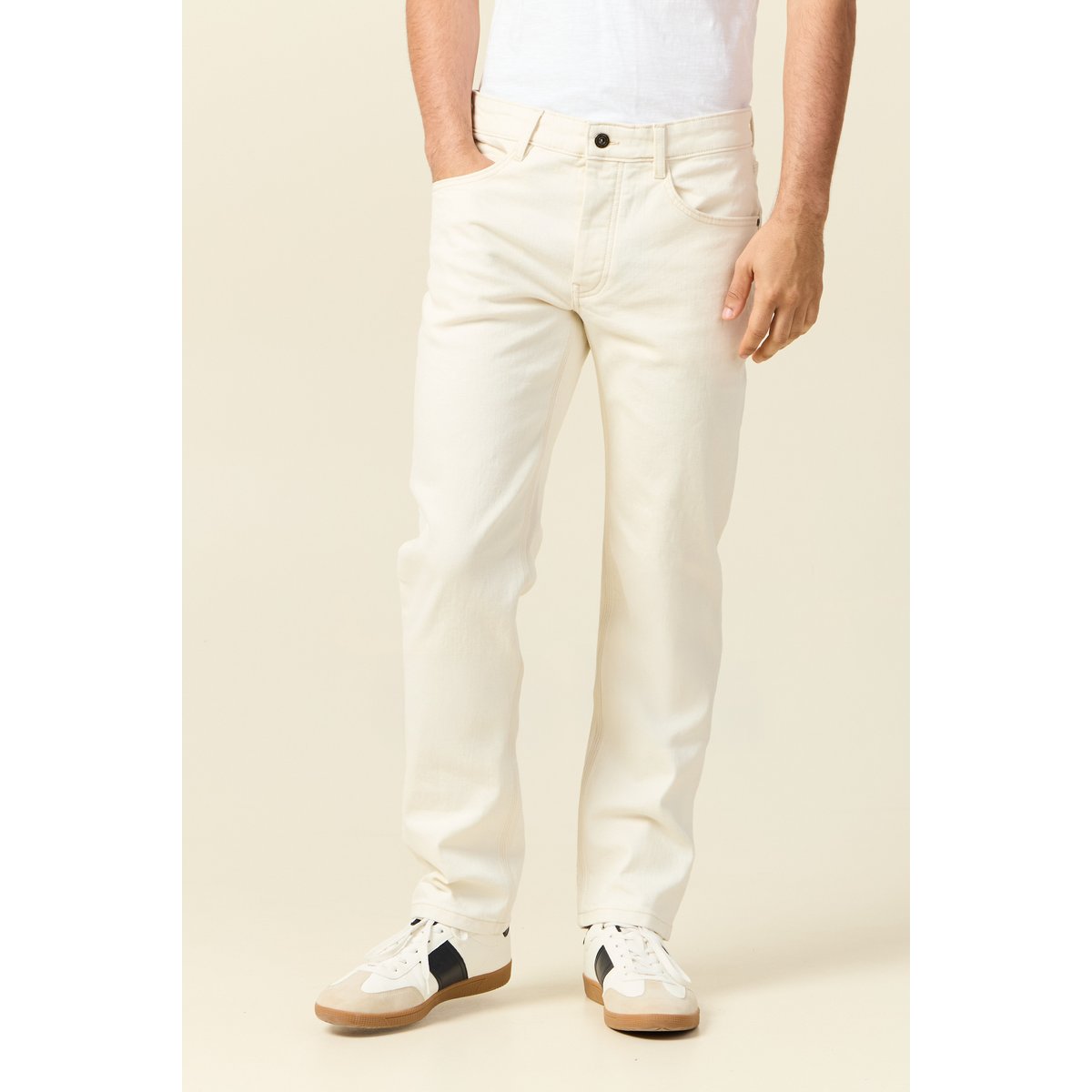 Jeans straight 5 poches ecru, BONOBO