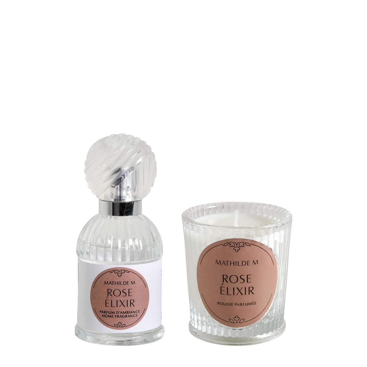 Coffret parfum et bougie Rose Élixir TRÉSOR DE FLEURS rose, MATHILDE M
