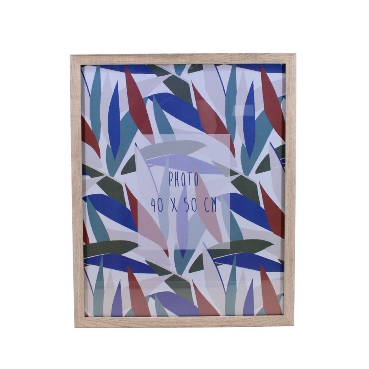 Cadre photo en bois motifs feuillage 40x50cm beige, ORNAMI