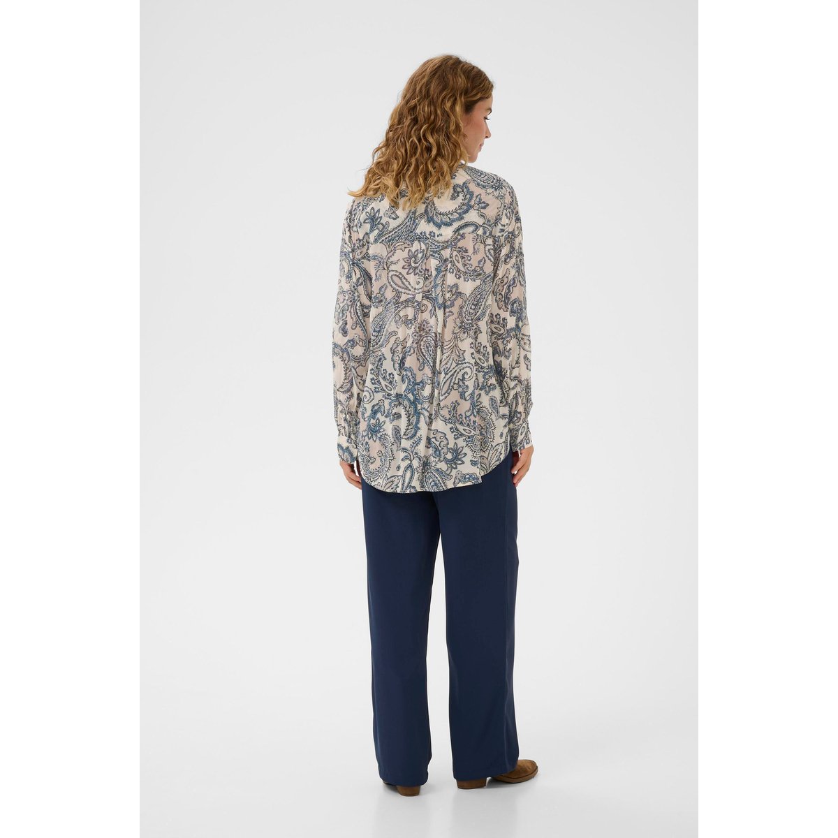 Chemise à manches longues imprimé café pailsey print, CREAM