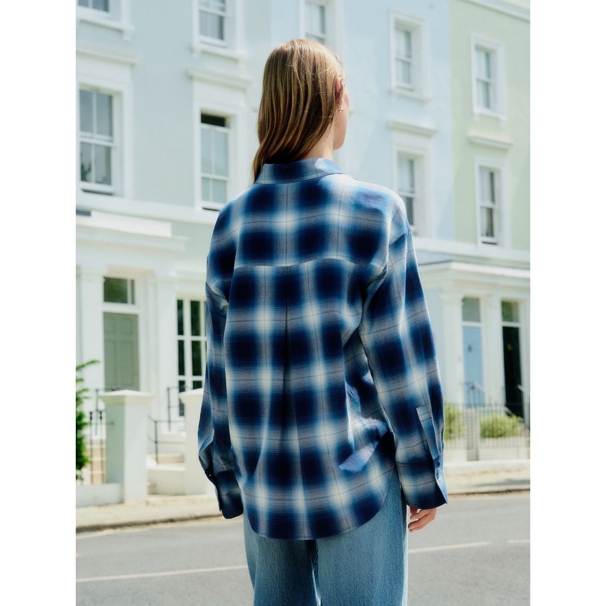 Chemise en flanelle oversize carreaux bleus, NEXT