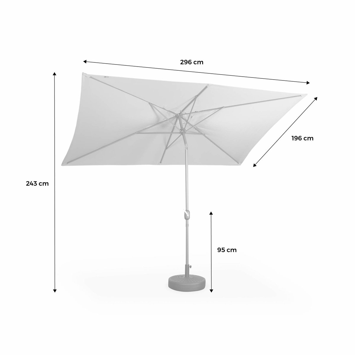 Parasol mât central rectangulaire 2x3m, mât effet bois TOUQUET turquoise, SWEEEK