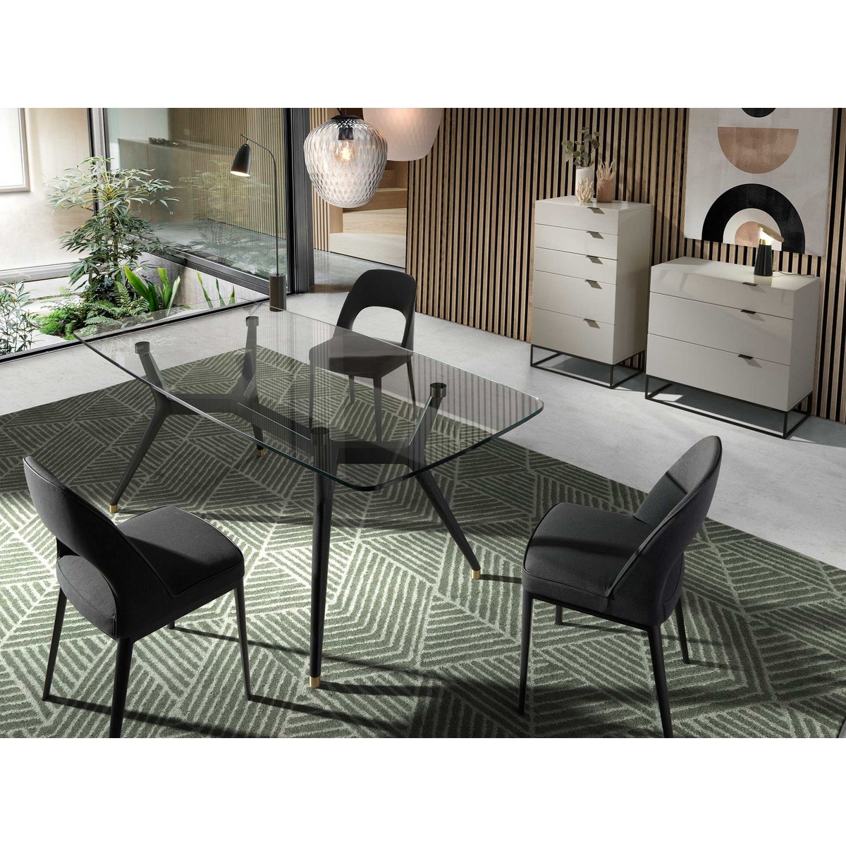 Chiffonnier bois gris et acier noir gris | noir, ANGEL CERDA