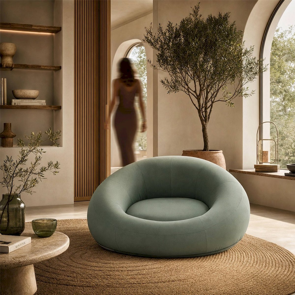 Fauteuil donut d'extérieur vert, RECOLLECTION