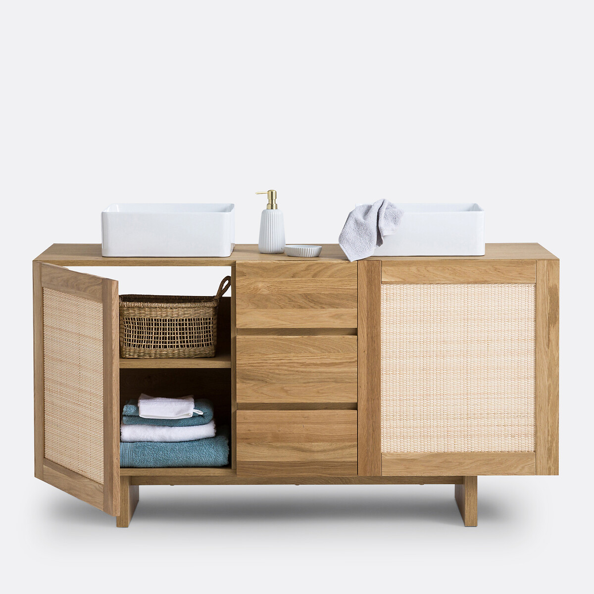 Meuble double vasque cannage L145cm, Arty naturel, LA REDOUTE INTERIEURS