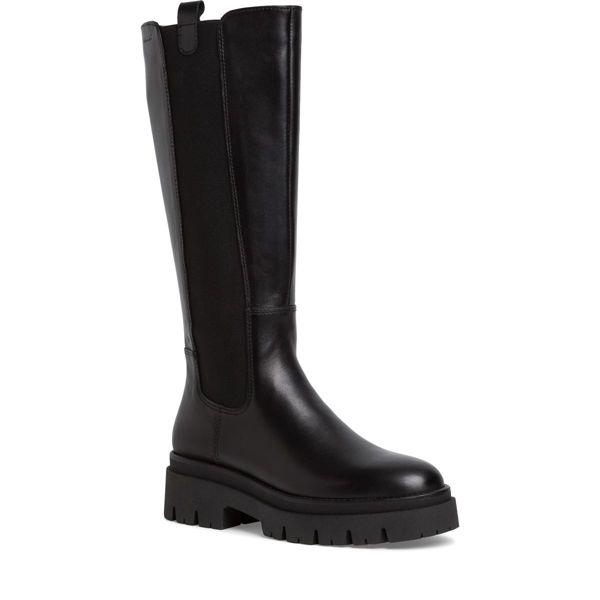Bottes plates élastiquées en cuir noir, TAMARIS