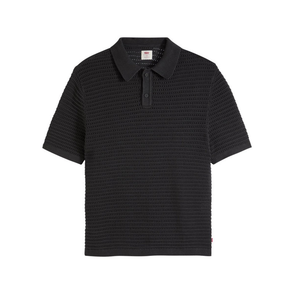 Polo en coton noir uni avec une coupe droite et un col boutonné noir, LEVI'S