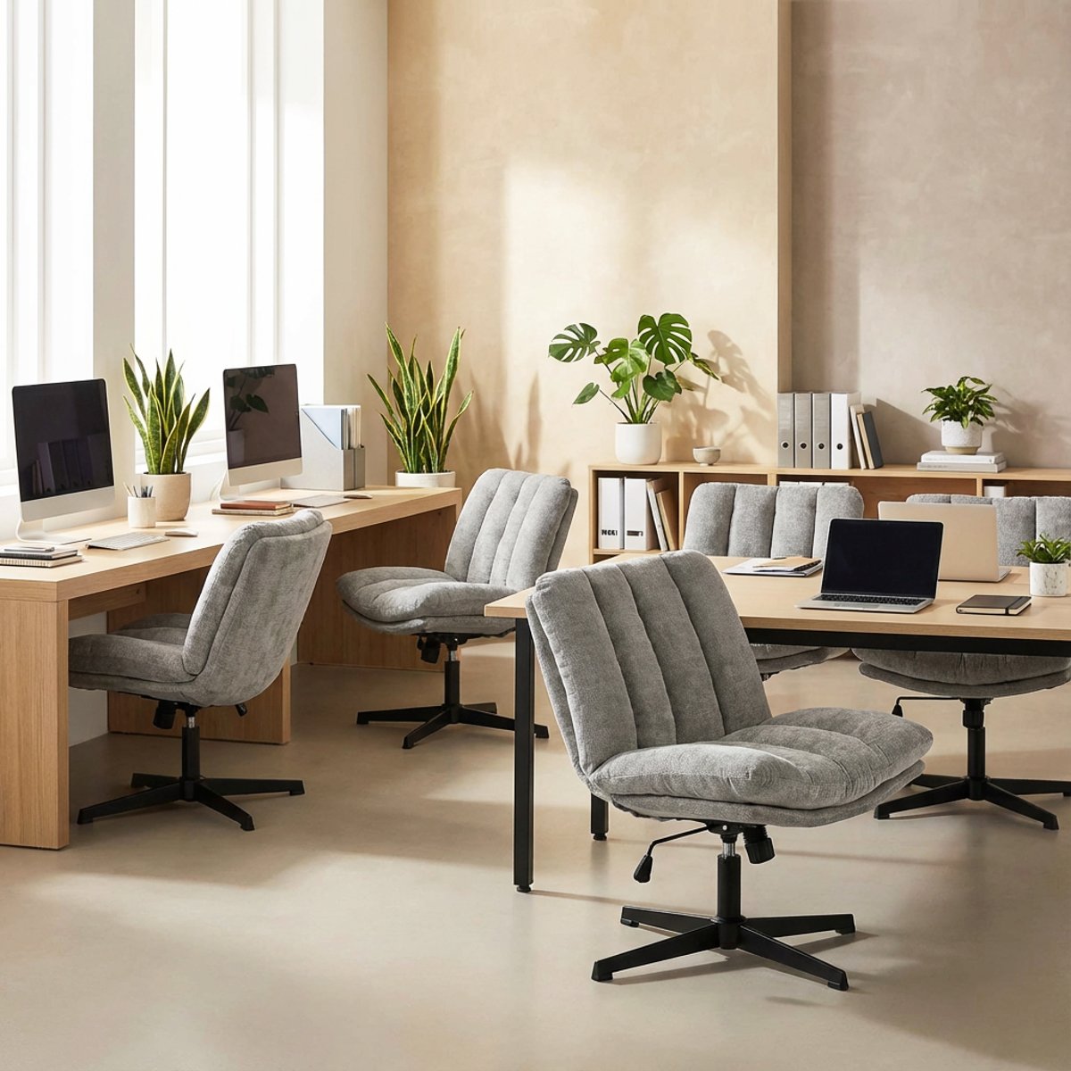 Chaise de bureau réglable et rotatif en chenille, CONFODO gris, MEUBLES COSY