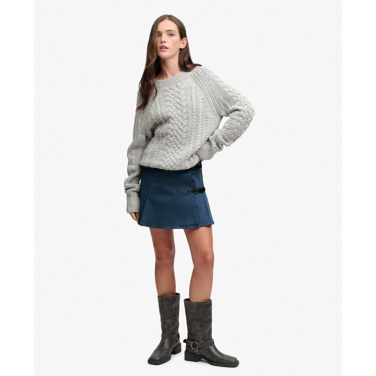 Jupe Athletic Essentials Denim Coupe Ajustée bleu marine délavé, SUPERDRY