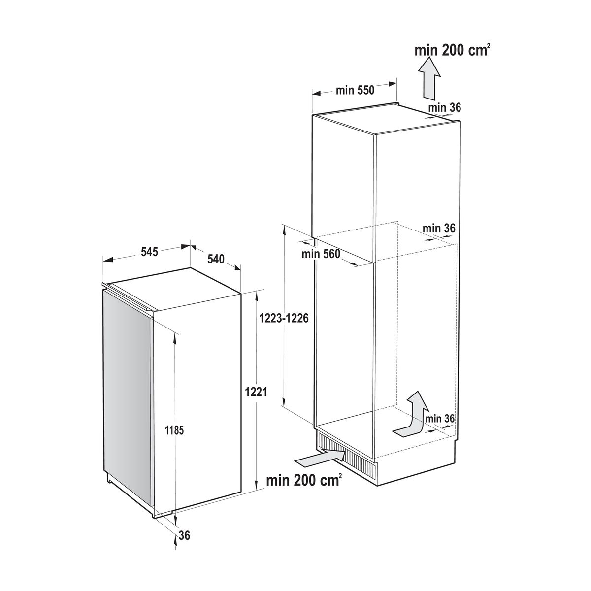Réfrigérateur 1 porte encastrable RI512E41 couleur unique, GORENJE