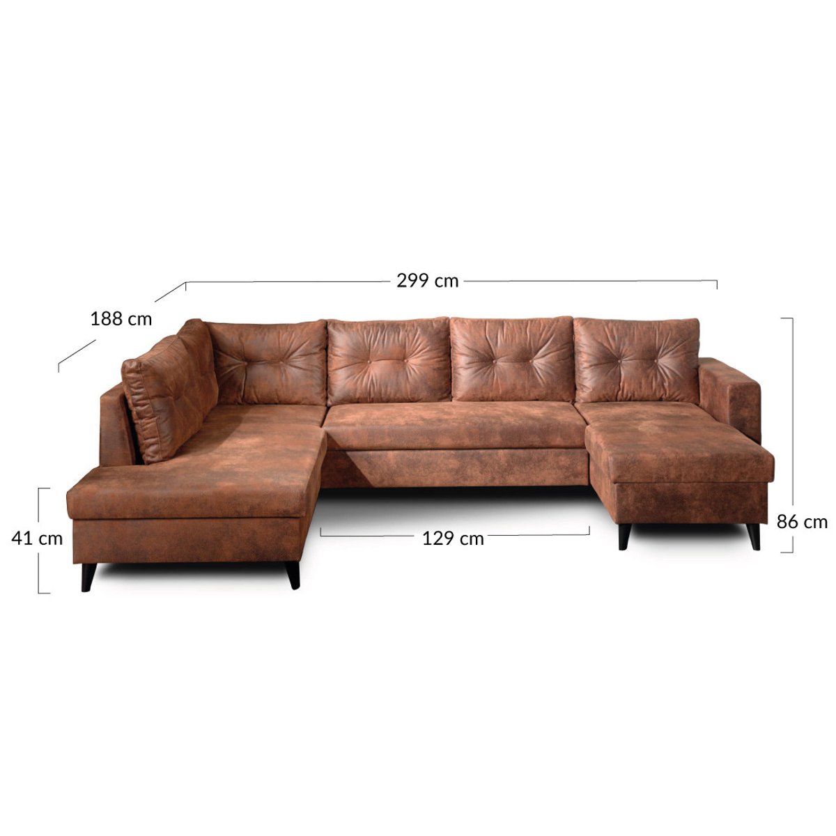 Canapé Panoramique 7 places - NORDIC marron, BEST MOBILIER