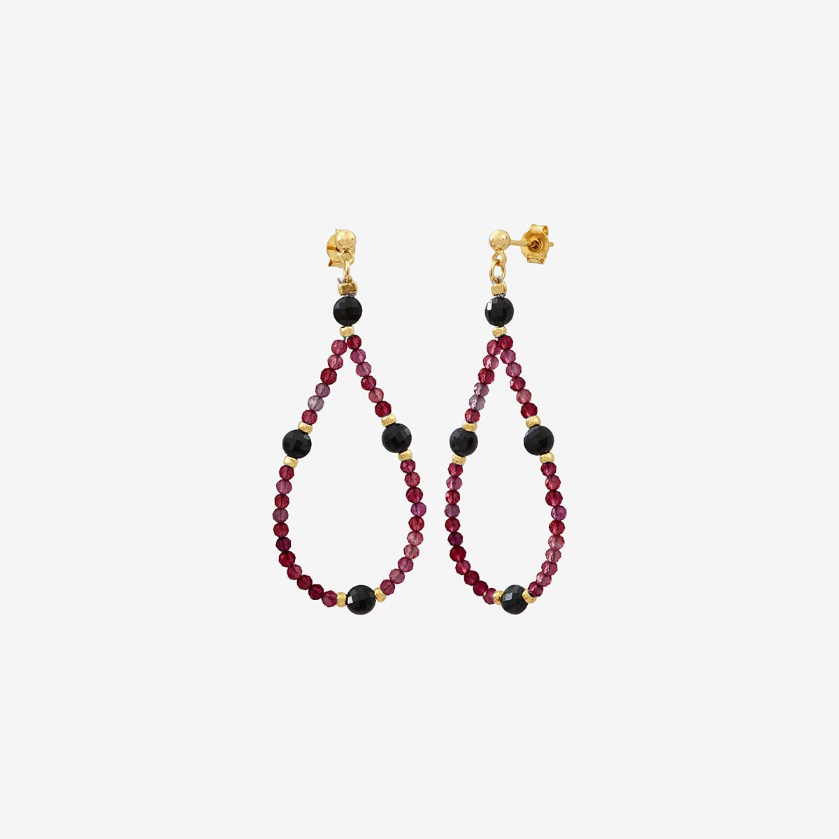 Boucles d'oreilles dorées petit modele amanté - indie rouge, CAROLINE NAJMAN
