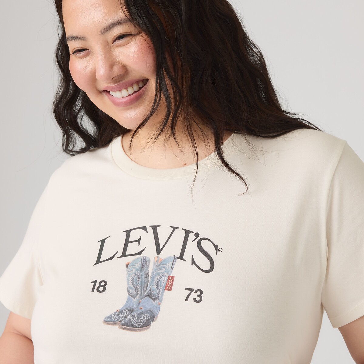 T-shirt girocollo maniche corte motivo davanti ecru , LEVI’S PLUS