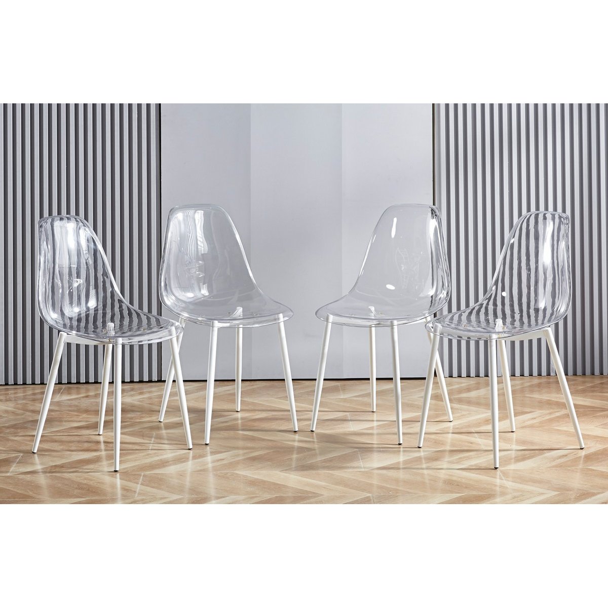 Lot de 4 chaises transparentes avec pieds en acier - CASPER transparent, MATHI DESIGN