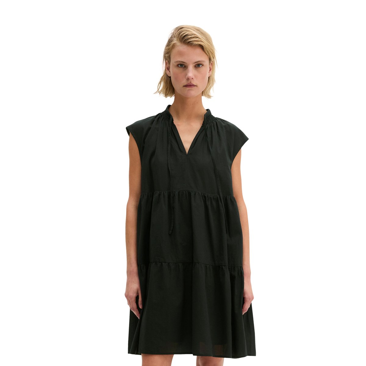 Robe étagée A-Shape en voile de coton doux noir, MARC O'POLO