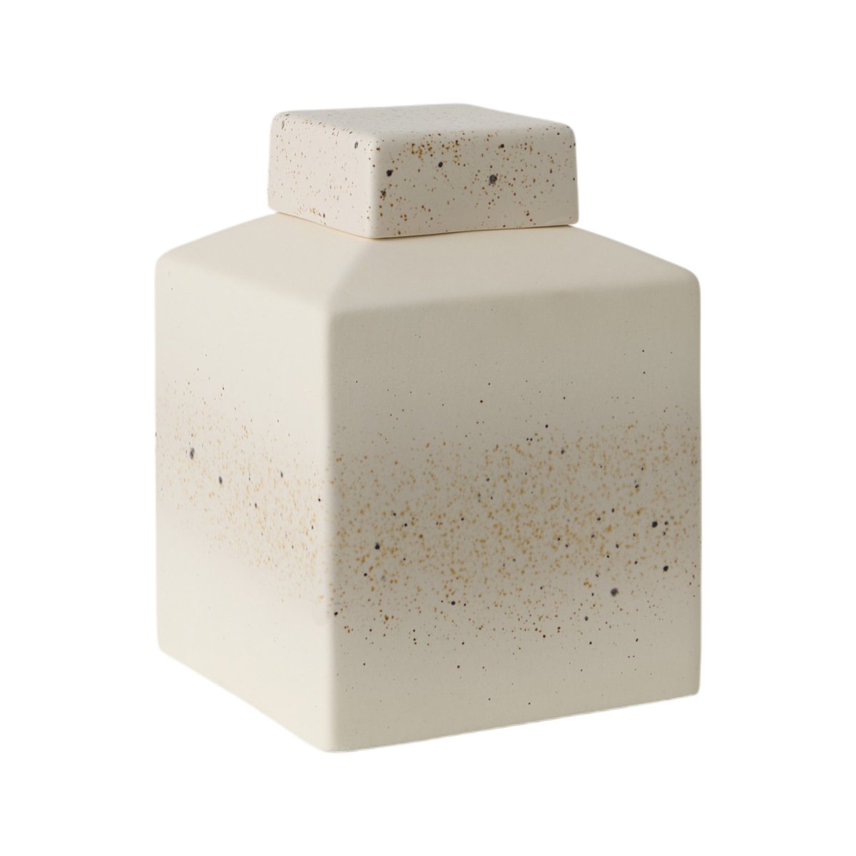 Boîte céramique déco moucheté 20 cm - SELENE blanc, CAMIF