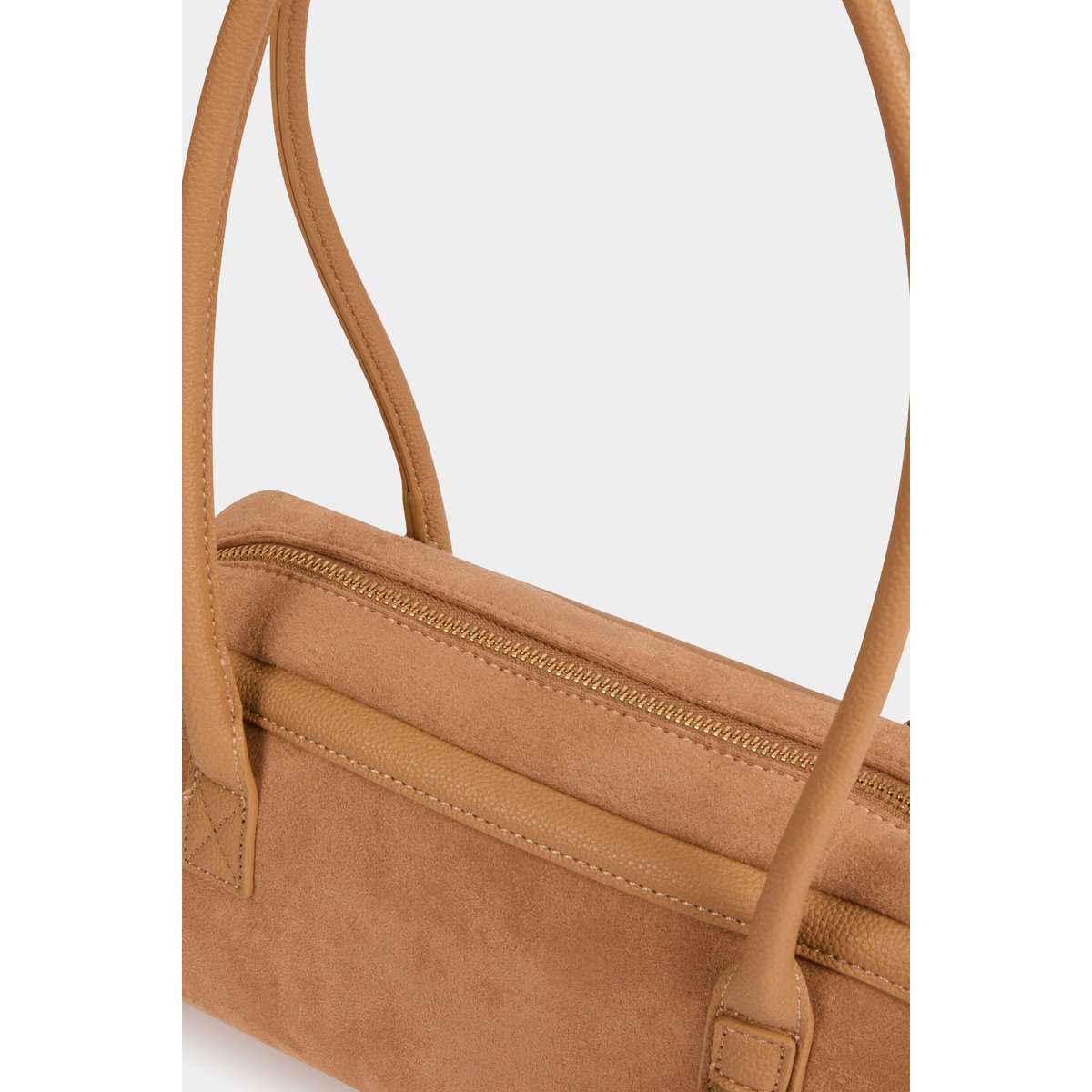 Sac baguette suédine beige, MORGAN