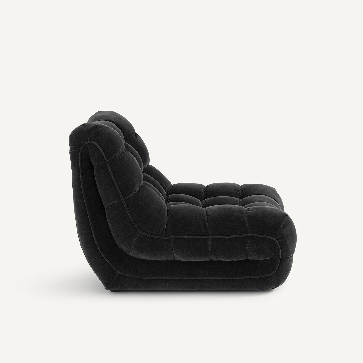 Fauteuil capitonné en velours, JUD anthracite, AM.PM