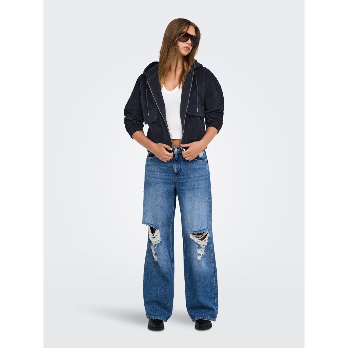 Blouson court en velours night sky 1, ONLY