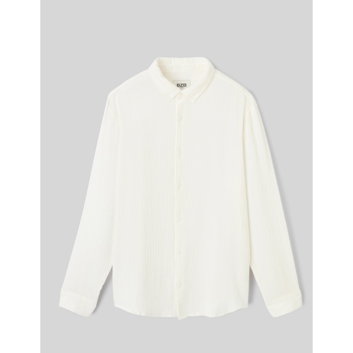 Chemise manches longues gaze de coton blanc écru, BZB