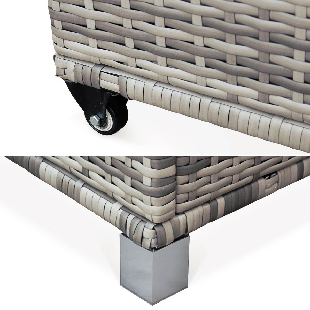 Coffre de jardin résine tressée 790L CASSAPANCA nuances de gris, SWEEEK