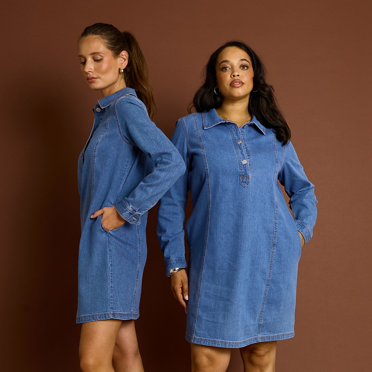 Robe courte en jean manches longues bleu stone, GRAIN DE MALICE