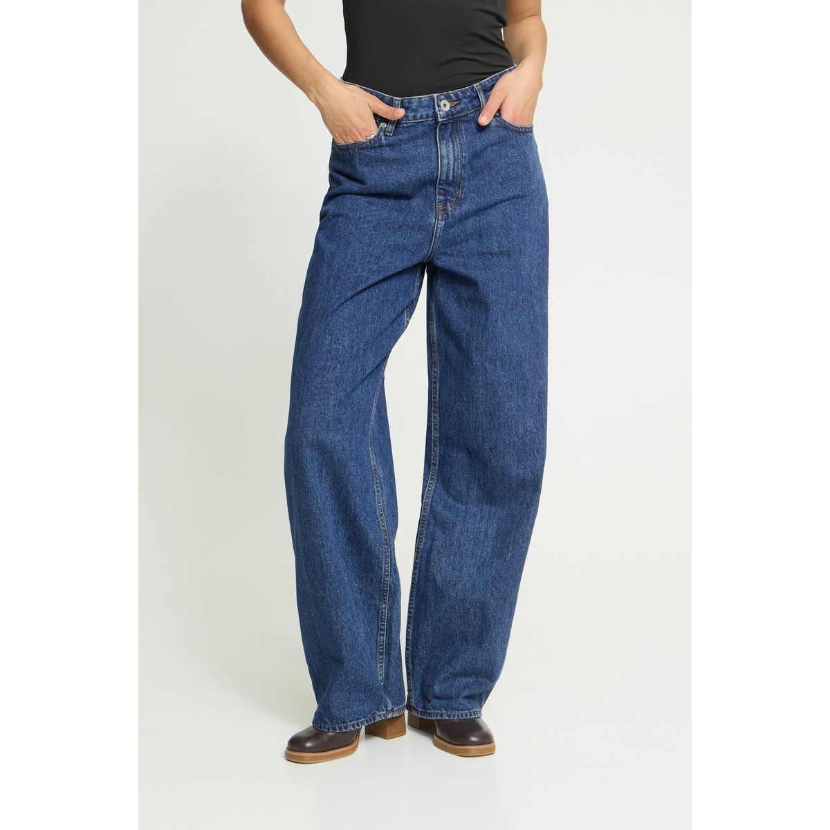 Jeans bleu washed dark blue, ICHI