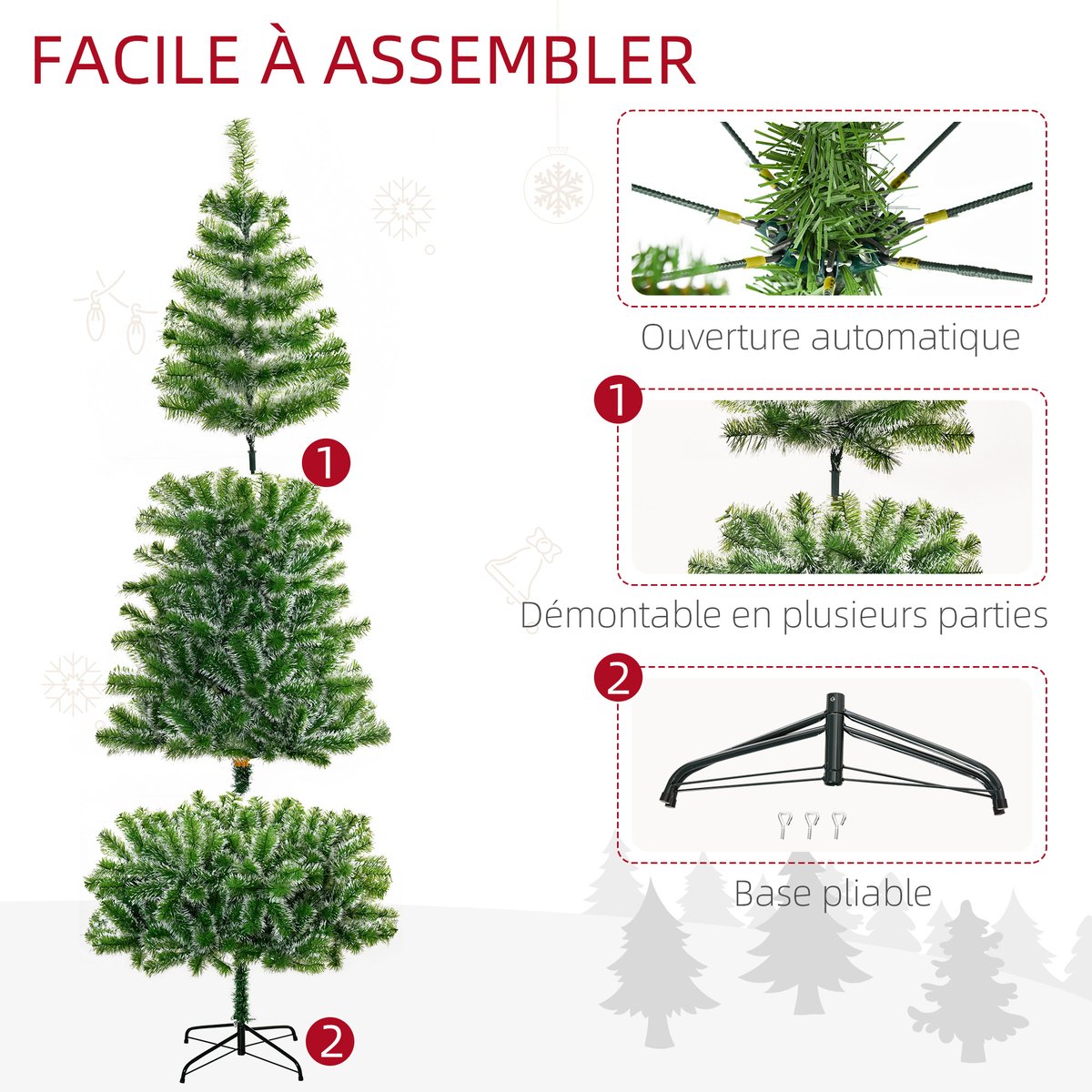 Sapin de Noël PET Vert vert, HOMCOM
