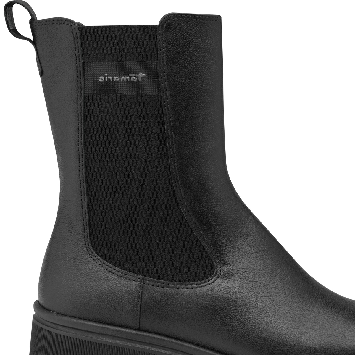 Bottine Chelsea en cuir noir, TAMARIS