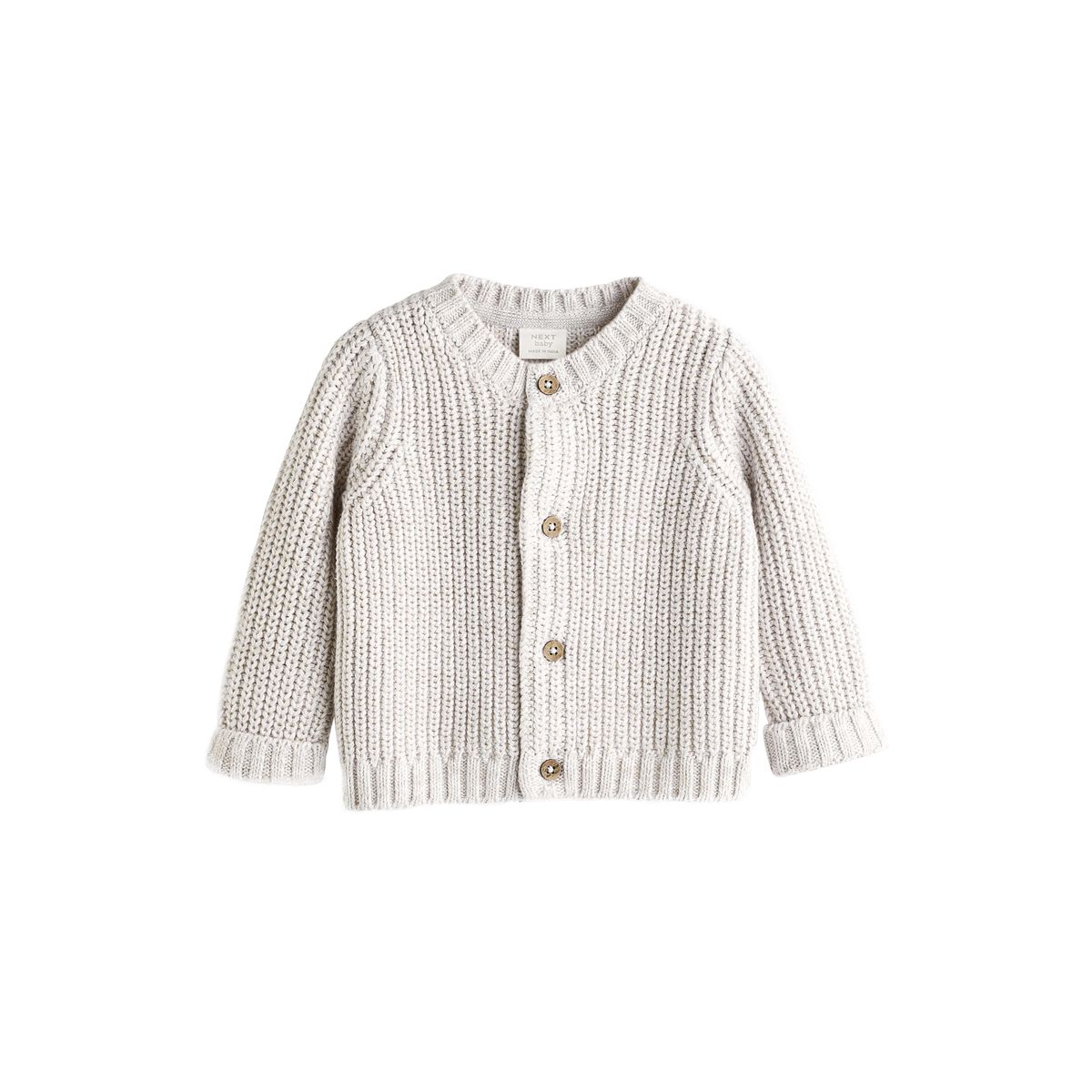 Cardigan épais en maille brodée marron crème, NEXT