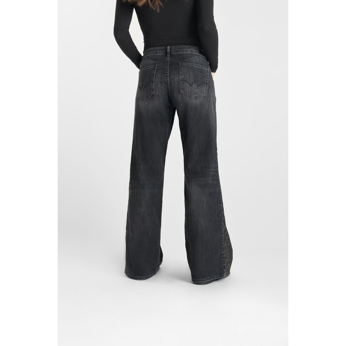 Jeans flare wide leg , longueur 34 black, LE TEMPS DES CERISES
