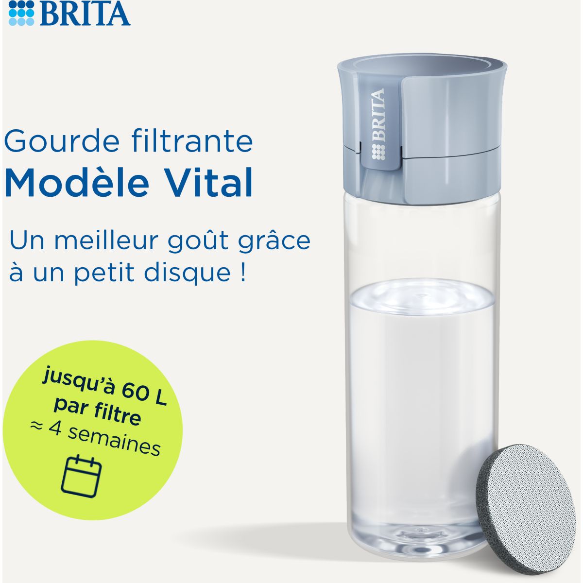 Gourde filtrante filtrante Vital abricot + 2 filtres à eau couleur unique, BRITA