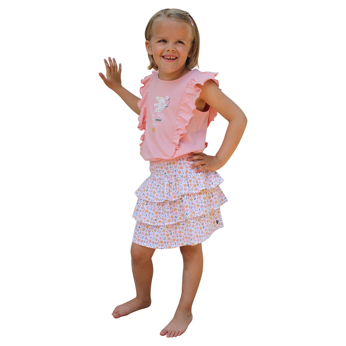 Tee shirt louisette sans manches enfant rose, SUCRE D'ORGE