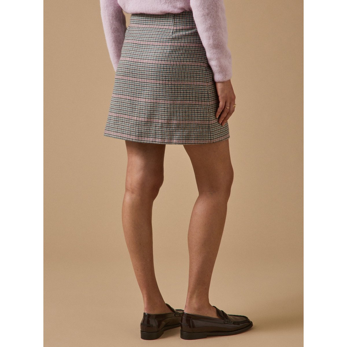 Jupe courte lainage pied-de-poule pied de poule, CYRILLUS