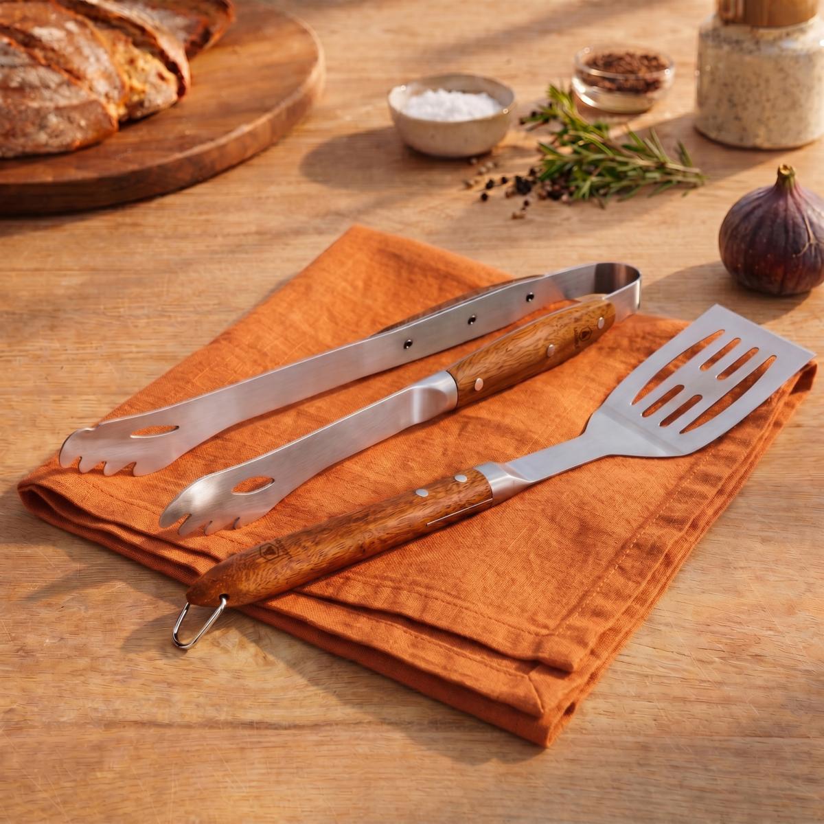 Set de spatule et pince de barbecue - "Sève" couleur unique, LAGUIOLE CUISSON