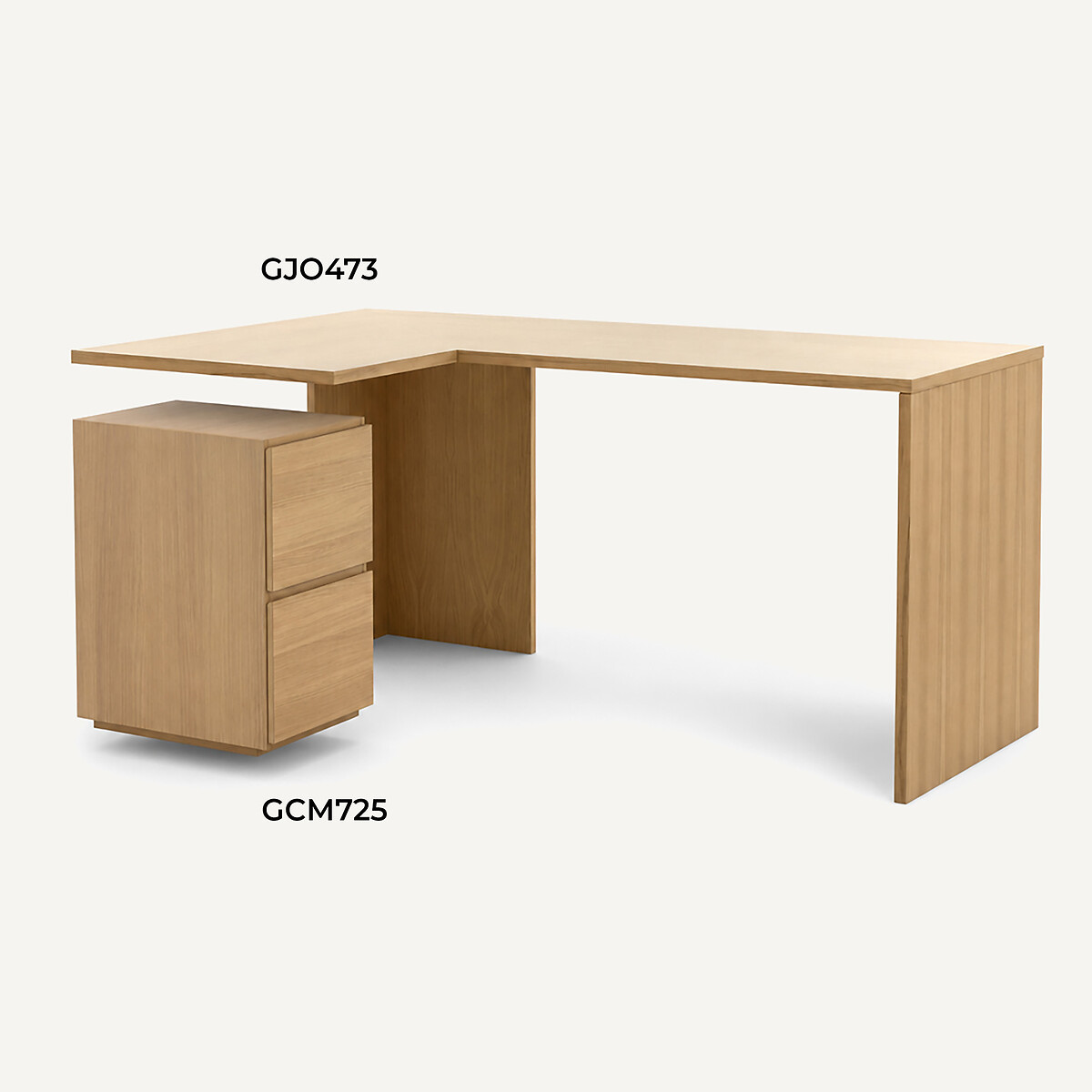 Working 165cm Oak Veneer Corner Desk natural oak, AM.PM
