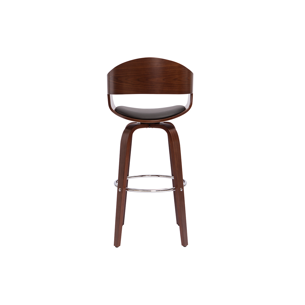 Tabouret de bar design pivotant 360° H65 cm GAO noyer / noir, MILIBOO